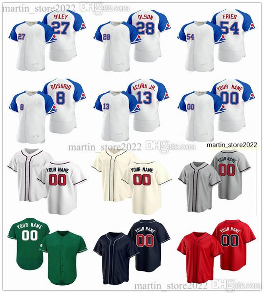 

2023 city baseball jerseys 18 vaughn grissom 24 braden shewmake 14 sam hilliard 17 kevin pillar 15 nick solak 38 eli white 20 marcell ozuna, Blue;black