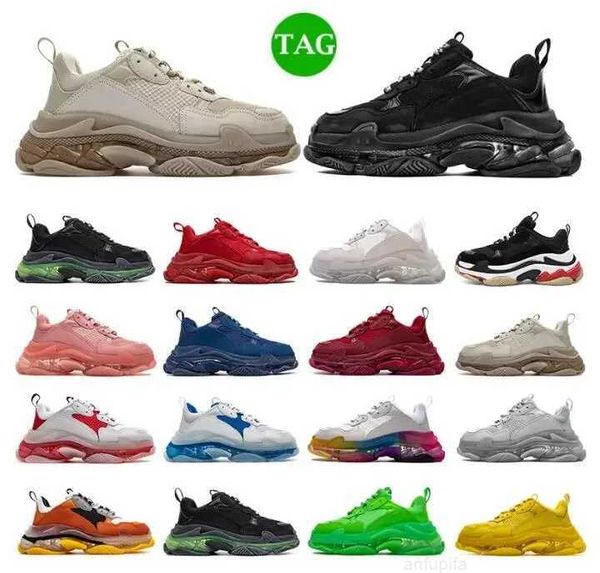 

2023 new men women dad shoes 17fw triple s casual shoes clear bubble bottom mens sneakers black red green light old grandpa trainer c balenc