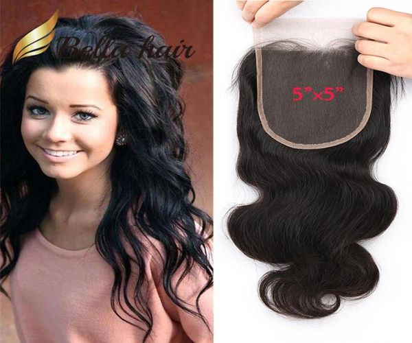 

55 66inch lace natural color brazilian malaysian human hair closure part 5quot5quot body wave bellahair6881557, Black;brown