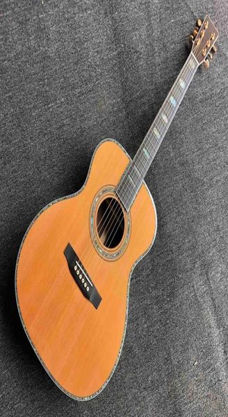 

solid cedar om body style ebony fingerboard abalone binding acoustic guitar8381381