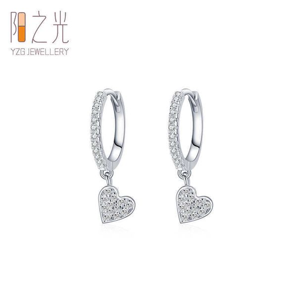 

sterling silver heart shaped earrings for korean women, Golden