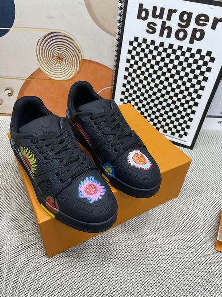 

2023 luxury designer casual shoes classic men women calfskin shoes vintage sneakers reflective 0523, Black