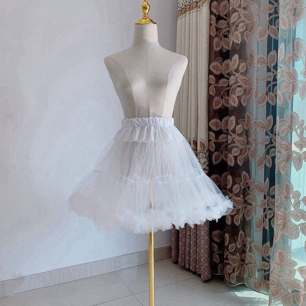 

skirt support lolita gauze skirt fluffy and violent daily long soft yarn boneless underskirt support cotton candy lining qcs-0008-a, White