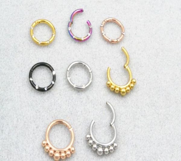 

lot100pcs nose clicker septum nose hoop ringlipear mulit use ring diath cartilage helix piercing body piercing jewelry 16g8318780, Slivery;golden