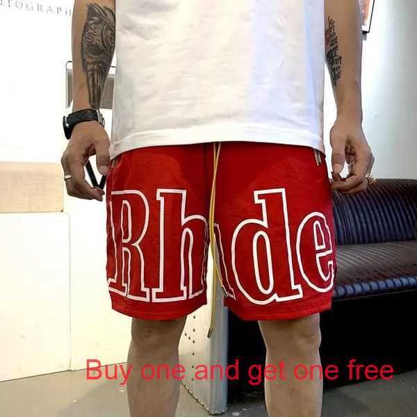 

rh men limited rhude shorts summer swim short knee length hip hop high street sports training beach pants mens elastic waist mesh 3 8hjm, White;black