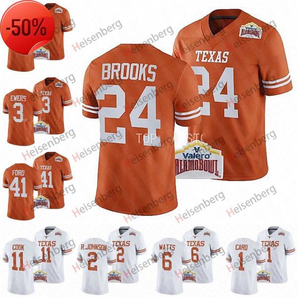 

ricky williams texas longhorns college football jersey alamo bowl jonathon brooks bijan robinson xavier worthy roschon johnson anthony cook, Black;red