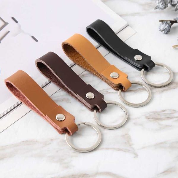 

key rings fashion real cowhide leather keychain business gift leather key chain car auto key strap waist wallet keychains keyring keyholde a, Slivery;golden