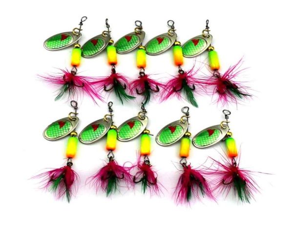 

hengjia fishing lure buzzbait spinner bait 10pcs artificial spinnerbait sequin spoon baits metal fishing treble feather hooks5404049