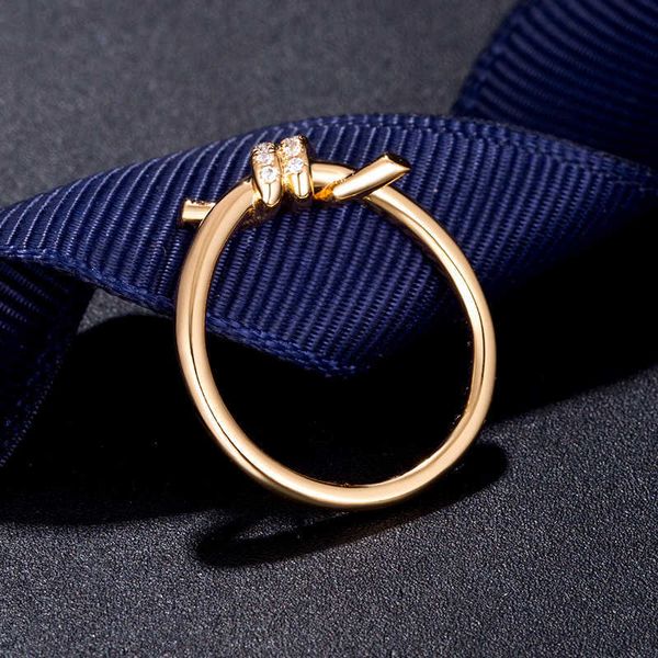 

designer s925 sterling silver t-knot knot ring women's rope bow high version luxury sense version