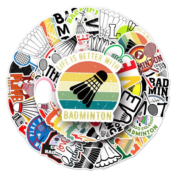 

50pcs-pack badminton stickers waterproof stickers for bottle lapcar planner scrapbooking phone macbook cup wardrobe wall door organizer deca