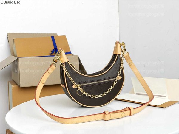 

l brand bag loop handbag half-moon baguette shoulder bags women designer cruise croissant chain cross body coated canvas leather m81098, Black