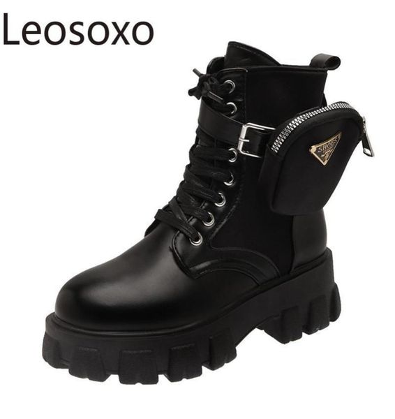 

martens boots 2020 winter new fashion pocketsized ankle boots women with thick soles and british style boots platform shoes x04249443208, Black