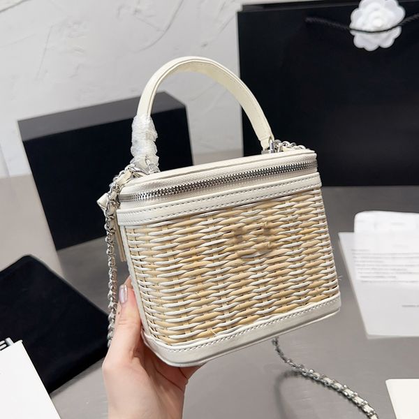 

designers classic mini box crossbody bags handbags 10a quality rattan weaving genuine leather quilted matelasse silver chain shoulder bag lu