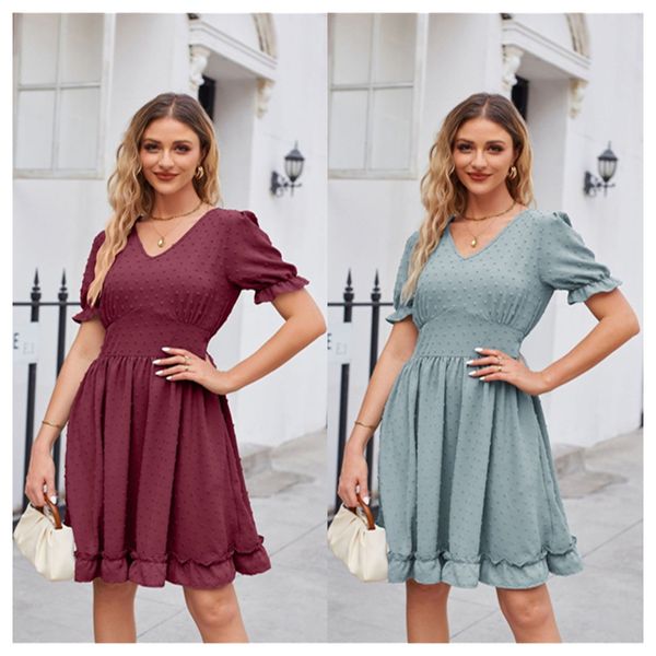 

2023 summer cross border amazon europe and america new product women's jacquard v-neck waist waist beach casual fashion dress, Black;gray