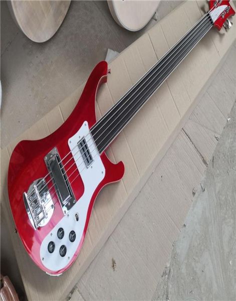 

45 strings fretless metallic red electric bass guitar with golden bindingchrome hardwarecan be customized2247592