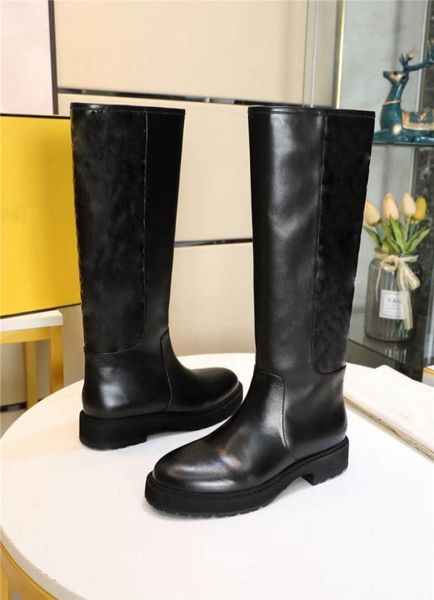 

nib goldmine knee high boots dark black leather block flat heel shoes women large size4918499