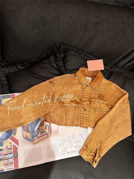 

women's jackets designer spring summer 2023 silhouette mi earth tone bronze yellow girl heavy industry water washing jeans big pocket c, Black;brown