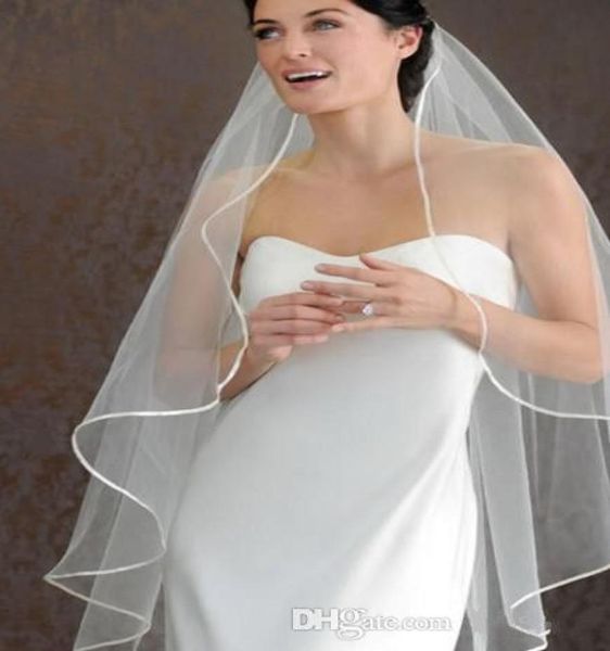 

short veil 1 layer white ivory wedding veils short bridal wedding accessories veil bridal wedding veil with satin3180205, Black