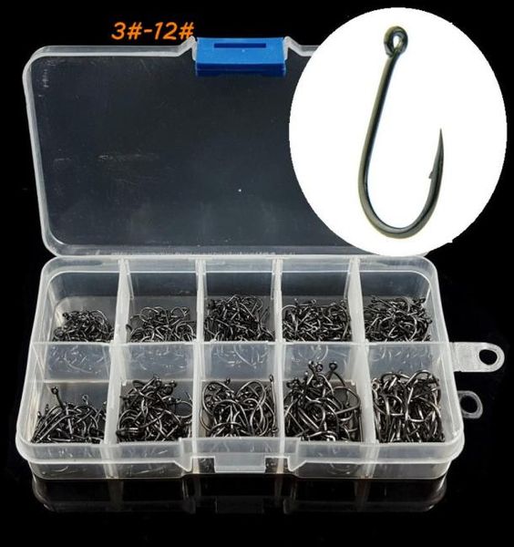 

10 sizes mixed 312 black ise hook high carbon steel barbed hooks fishhooks asian carp fishing gear 500 pieces box w17139335