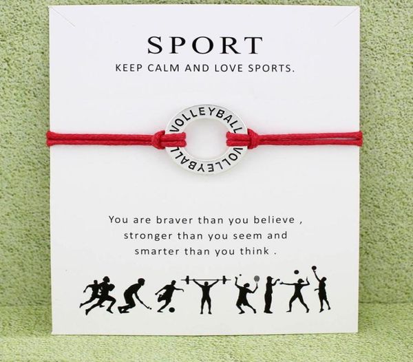 

volleyball charm card bracelets baseball softball basketball soccer ice hockey tennis sports jewelry women girl boy men gift9966379283078, Golden;silver