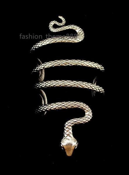 

bangle punk silver metal tibet hyperbole snake bracelet for women men gold upper arm cuff bangles gypsy indian ethnic tribal jewelry w0410, Black