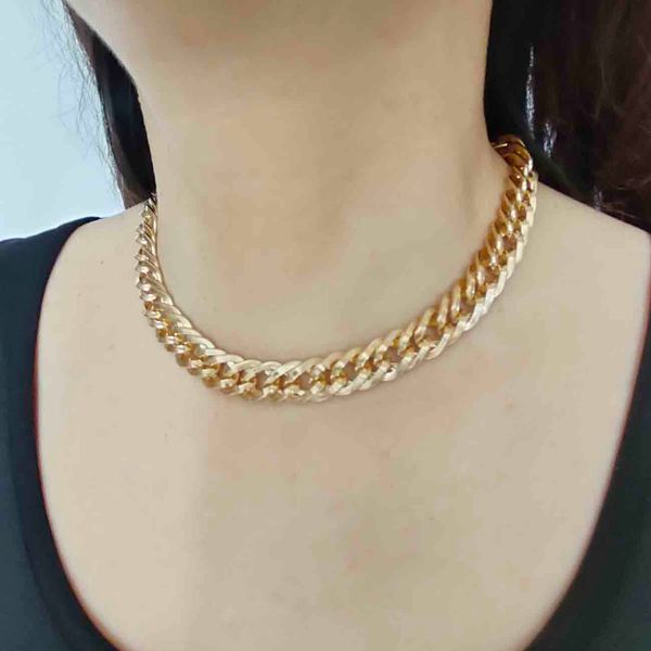 

cuban link chain choker necklace for women girls y2k aesthetic gold silver curb chains necklaces hip hop punk rock grunge birthday jewelry a