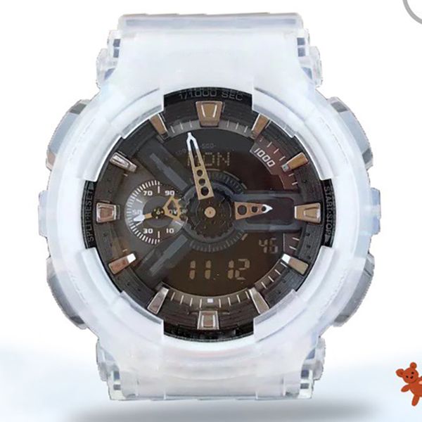 

2023 gs watch display new color a100 quartz male electronic hombre wristwatch world time all functions automatic light shock resistant witho, Slivery;brown