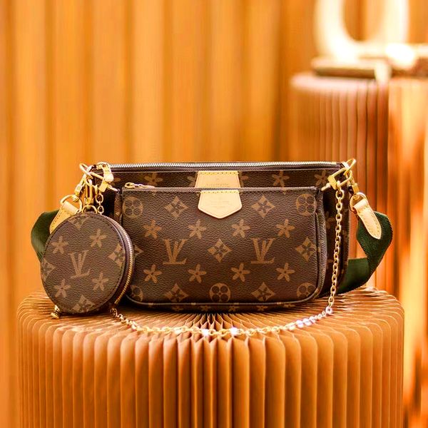 

luxury purse designer wallets 10a quality three-piece multi pochette accessoires handbag m44840 mini detachable round zip coin purse five in, Red;black