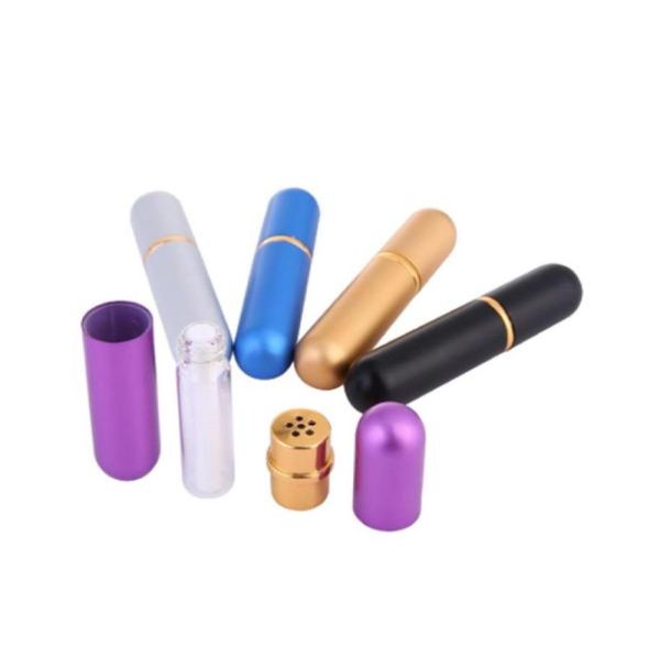 

ship 1pclot 9 colors empty aluminum essential oil nasal inhaler refillable aluminum and glass metal nasal inhalers5688644