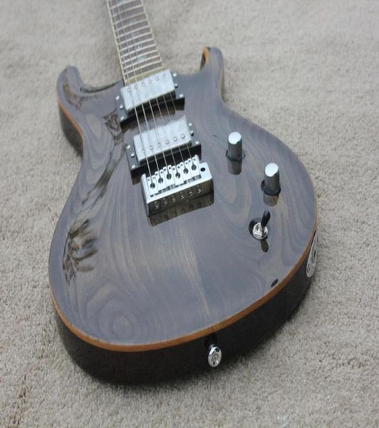 

custom paul smith trans black ash electric guitar rosewood fingerboard abalone birds inlay natural wood binding double locki3301818