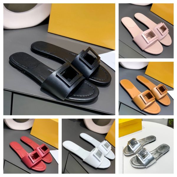 

23s cutout flat sandals slippers slides flat heels square open-toe flattie women's red luxury designers signature leather outsole prett, Black