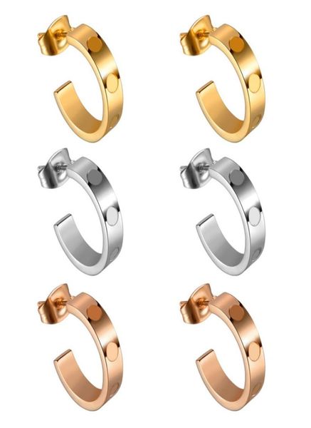 

designer couple earrings woman high polished luxury gold hoop huggie earring fashion letter printed jewelry hip hop studs women 319692460, Golden;silver