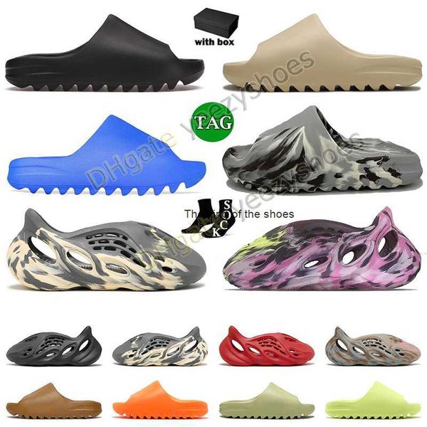 

yz foam runners slipper for men women sandals with box onyx enflame orange desert sand mx carbon moon grey sulfur ochre eva zebra kanyes foa, Black