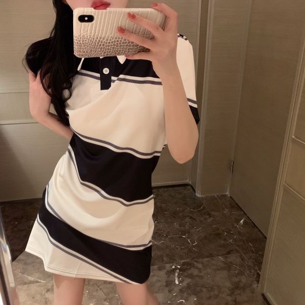 

designers womens preppy polo skirt women's summer new casual fashion slimming lazy wind shift dress womens short sleeve dress, Black;gray