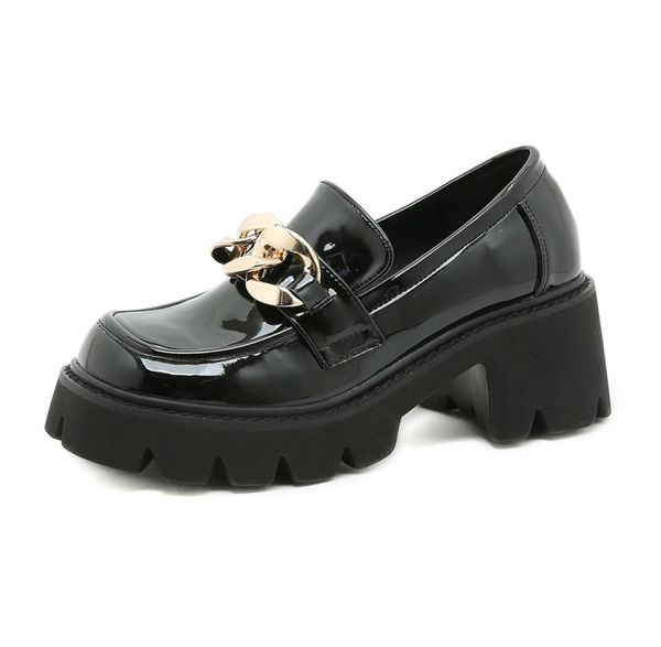 

2022 women flats lolita mary jane shoes for woman spring platform ladies loafers vintage metail soft slip on chain oxford shoes2628577, Black