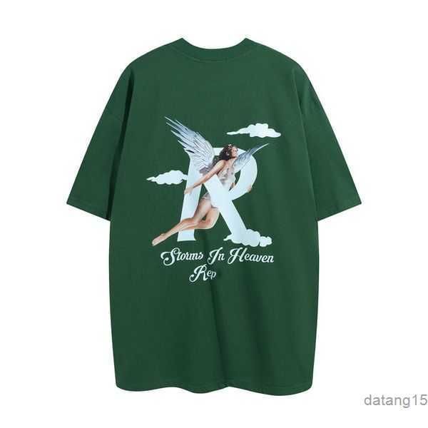 

tees short sleeve repre limited r word angel cloud print street tide brand american loose men and women's t-shirt plus size smlxl 1 mqm, White;black