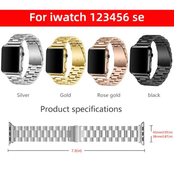 

suitable for iwatch se metal bands apple 2 3 4 5 6 threebead stainless steel watch band chain bracelet straps9336725, Black;brown