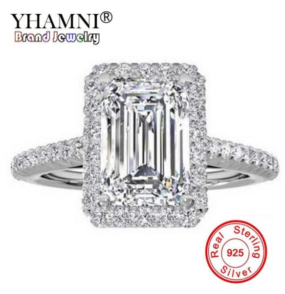 

yhamni fashion 100 original pure silver 925 ring luxury big 8mm 5a zirconia engagement rings crystal jewelry for women zr9993055740, Slivery;golden