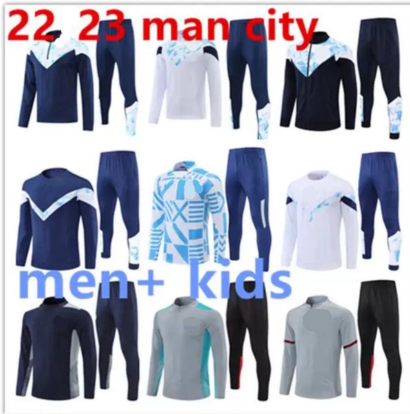 

2023 man tracksuit city haaland haf zip training suit men kids 22/23 long seeve sportswear footba boys girs survatment foot, Black