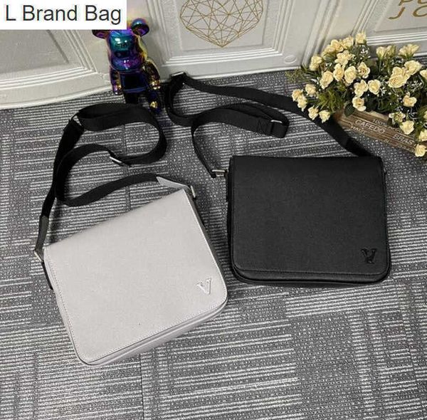 

l brand bag district pm bag messenger flap bags for men business briefcase flap canvas handbag silver color metallic pieces trim shoulderbag, Black