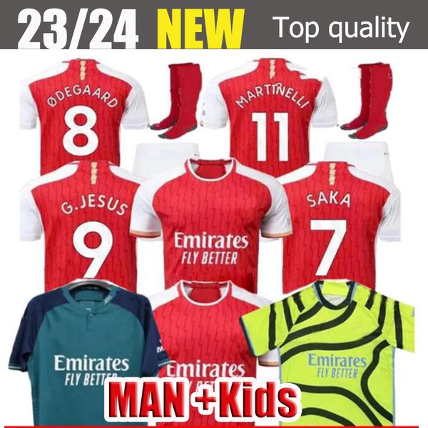 

23 24 g.jesus saka soccer jerseys fans player version smith rowe odegaard trossard martinelli kiwior tomiyasu arsen jersey 2023 2024 footbal, Black;yellow