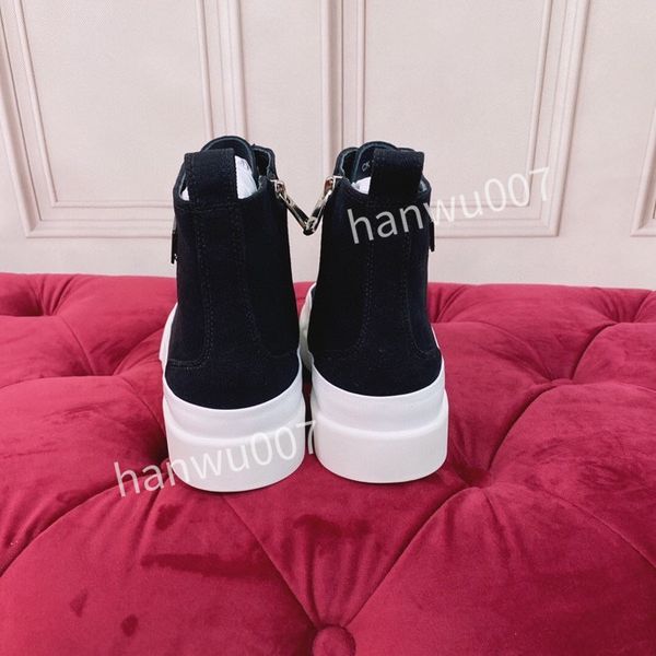 

2023 r sneakers calfskin casual shoes leather trainers all-match stylist sneaker leisure shoe platform lace-up, Black