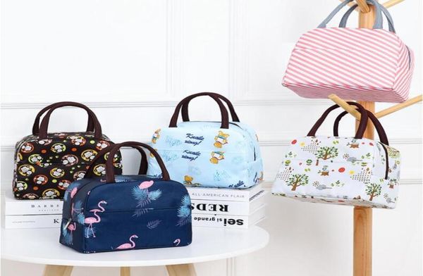 

lunch bag for girls women canvas animal printing tote insulated box bags work school food drinks container with front padded pocke3434441