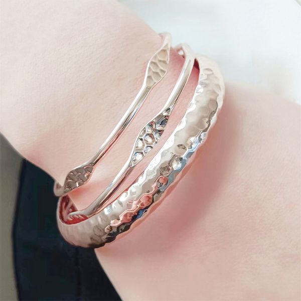 

3 pieces 1 set pink gold silver opening bracelet manufacturer niche design, Black