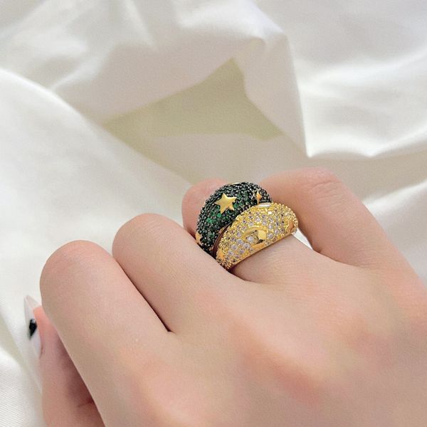 

new rainbow fashion rings for women finger jewelry iced out bling cz colorful neon enamel open adjusted dome ring, Silver