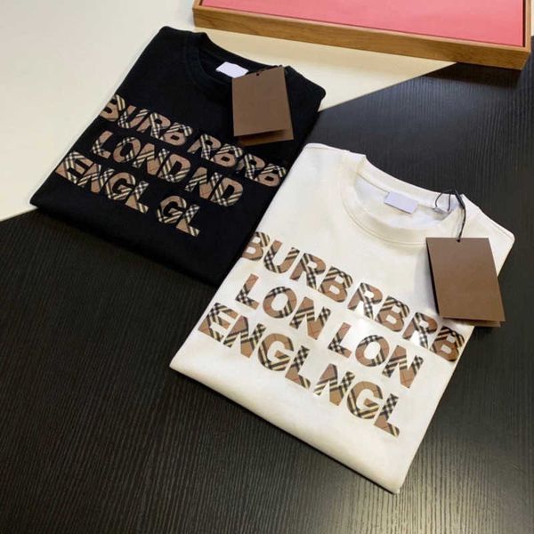 

classic plaid letter tshirt mens womens fashion sweatshirt designer t shirt pure cotton short sleeve casual round neck pullover tee, White;black