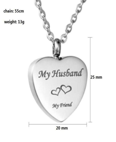 

fashion jewelry my husband my friend cremation jewelry stainless steel urn necklace pendant souvenir75817977446526, Silver