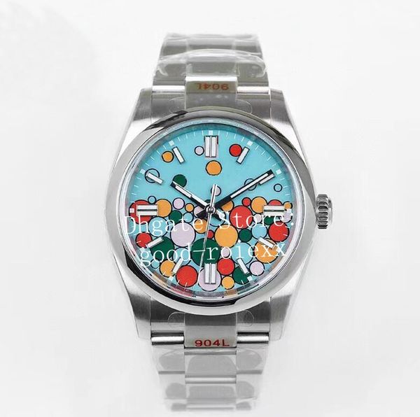 

36mm watches women watch men's ew automatic cal.3230 women's bubble turquoise blue dial yellow green red ladies 904l steel eta ewf, Slivery;brown