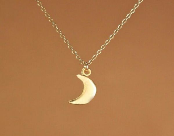 

10 pcs 18k gold plated necklace simple fashion small moon pendant necklace gift for women whole 5902975, Silver