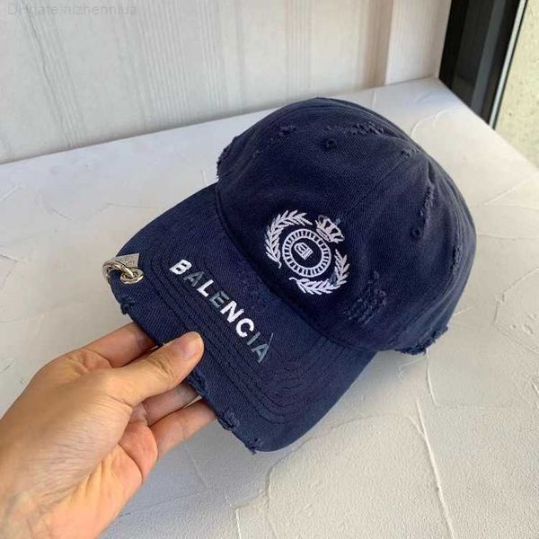 

designer luxury brand balencagia new style family b's cap graffiti embroidery small broken edge baseball cap versatile casual couple su, Blue;gray